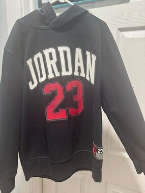 Jordan Black Hoodie with Red and White Appliqué